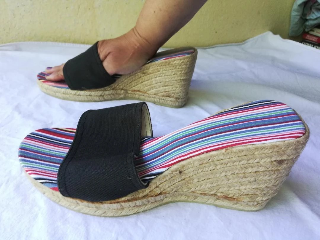 Zwarte espadrilles muiltjes met hoge hakken en wighak maat 38 - nieuw – photo 4
